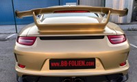 Folierung foliranje wrap porsche 911 gt3 kpl in hoch gloss gold xmetallic platinum x dunkel gold matt by bb folien bele botjan24