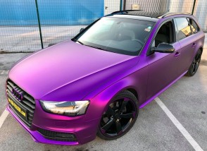 Folierung Audi A4 KPL In Purple-Pink X.matt-Schwarz glänzend, Felgen veredelung KPL,Rückleuchten verdunkelung,usw... , by BB-Folien Bele Boštjan